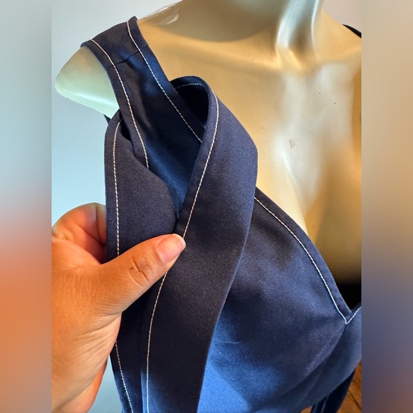 Zow Zow Shoulder Bow Mini Dress Navy Blue Small Similar To Chloé Dress Rare Find - Picture 11 of 16